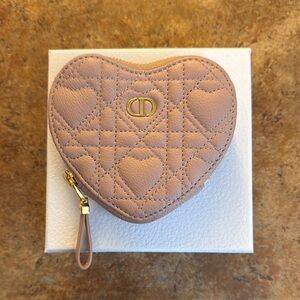 Christian Dior Heart-Shaped Quilted Pouch With Chain